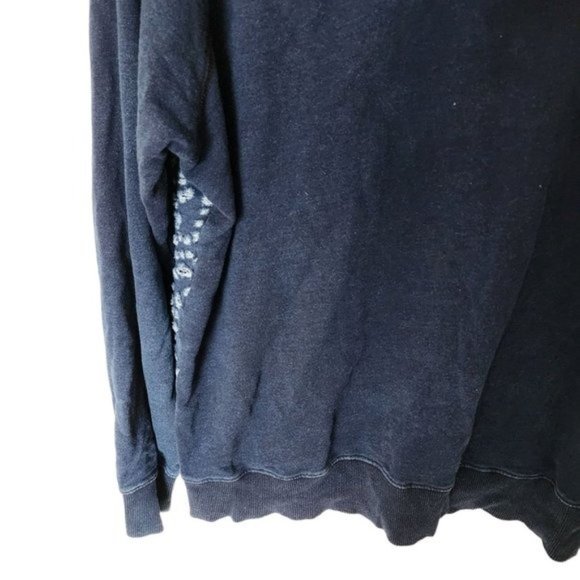 PRPS Goods Indigo Blue Distressed Hooded Sweatshirt 2XL Kangaroo Pocket Slim aci - Picture 14 of 16
